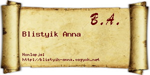 Blistyik Anna névjegykártya